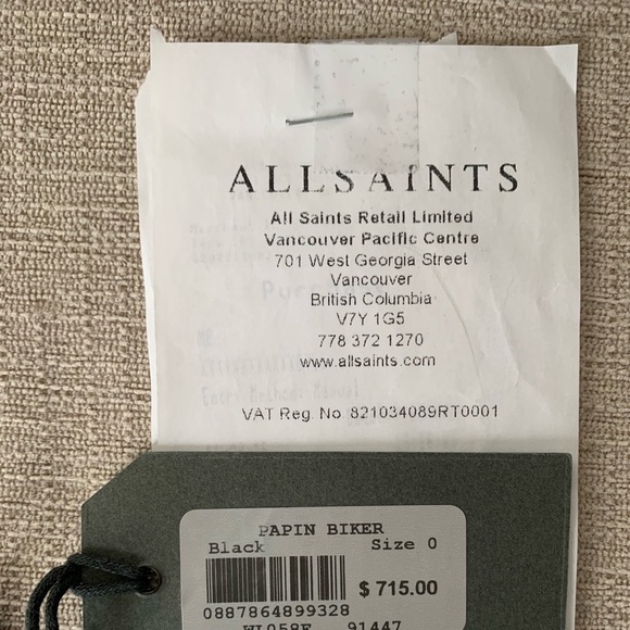 ALL SAINTS PAPIN BIKER LEATHER Jacket in Size 0 - Picture 4 of 8